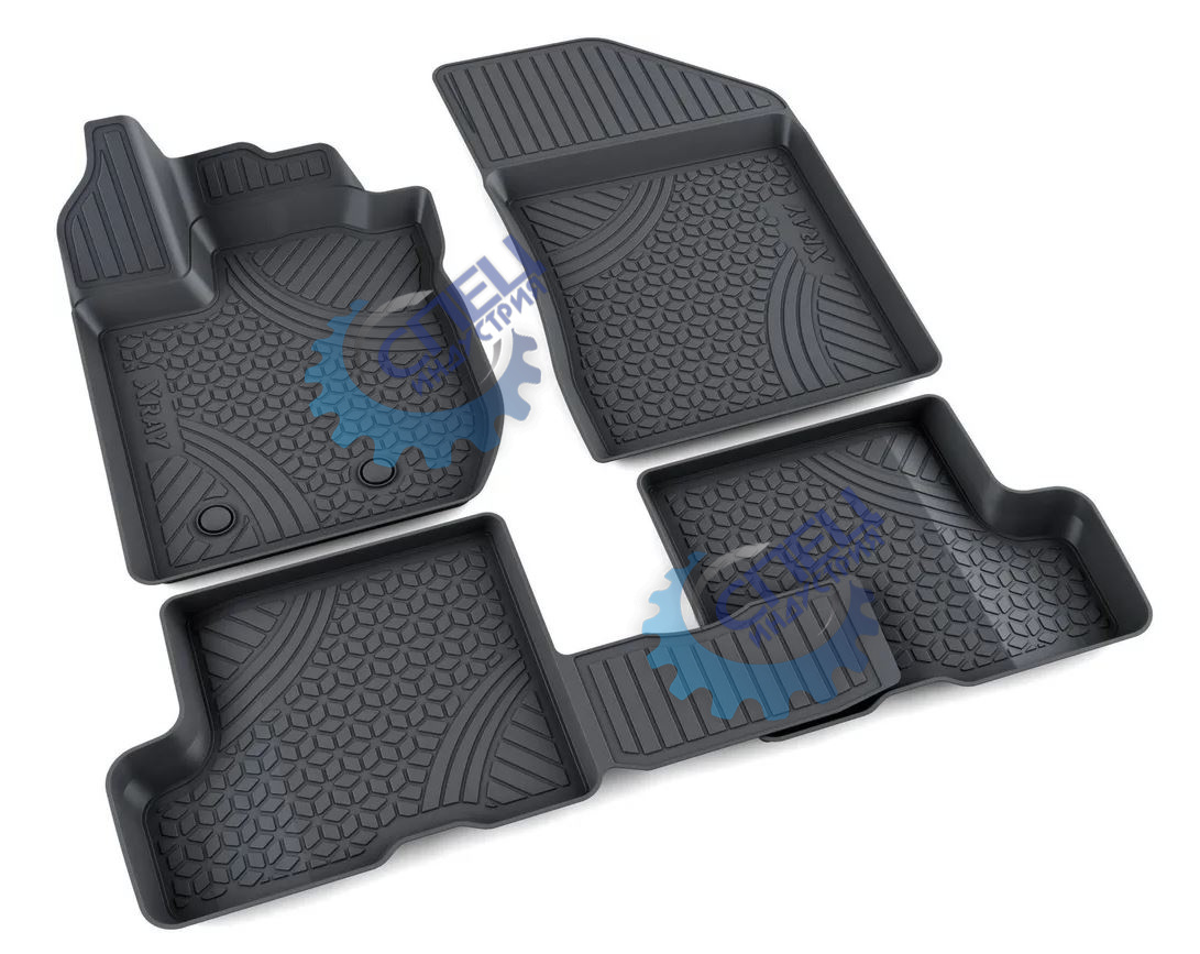 Коврик салона Лада Xray без вещевого ящика резиновые (Mile) к-т