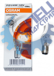 Лампа 12V P21/4W (Osram) BAZ15d стоп-сигнал 