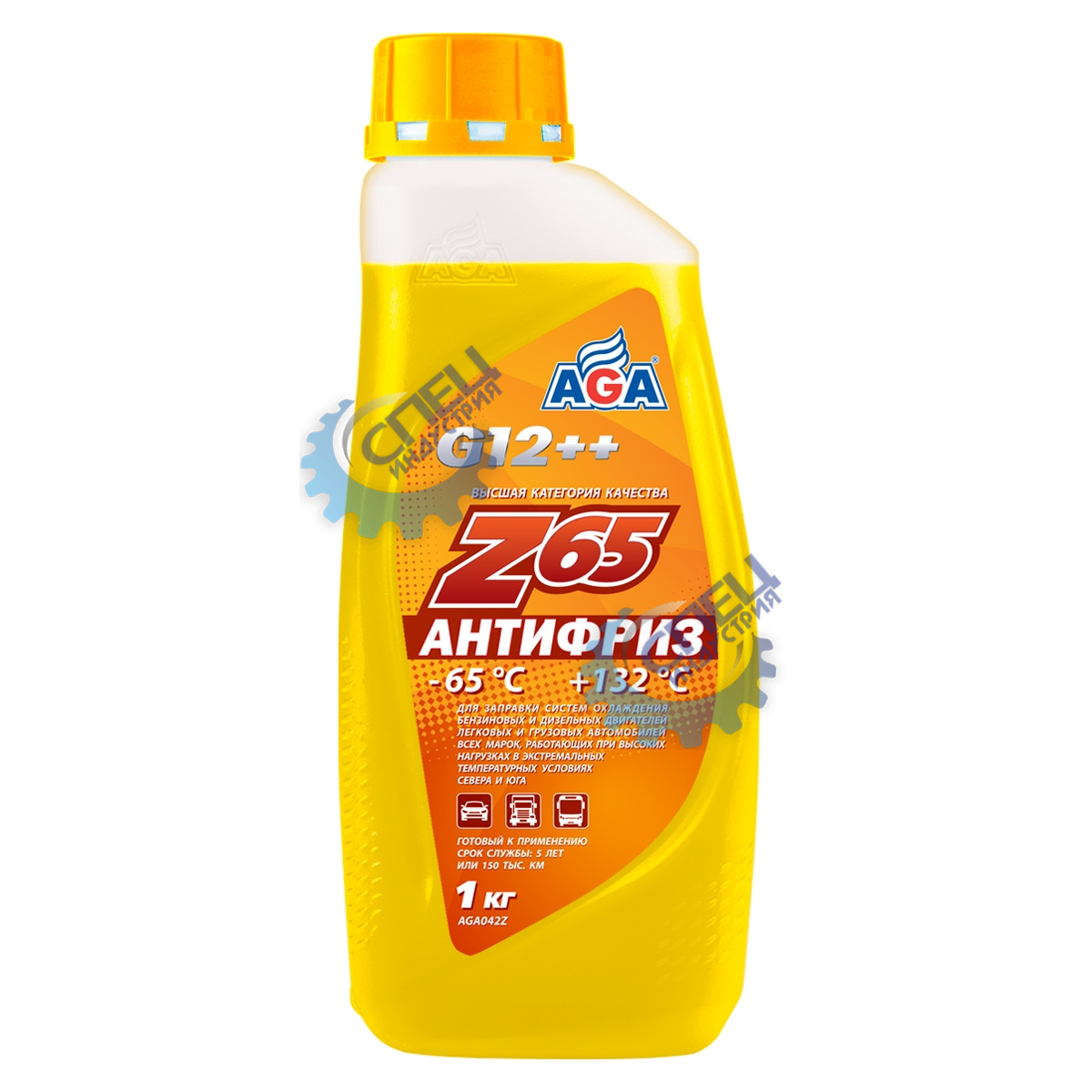 Антифриз AGA-65 G12++ 1кг (AGA042z) (жёлтый)