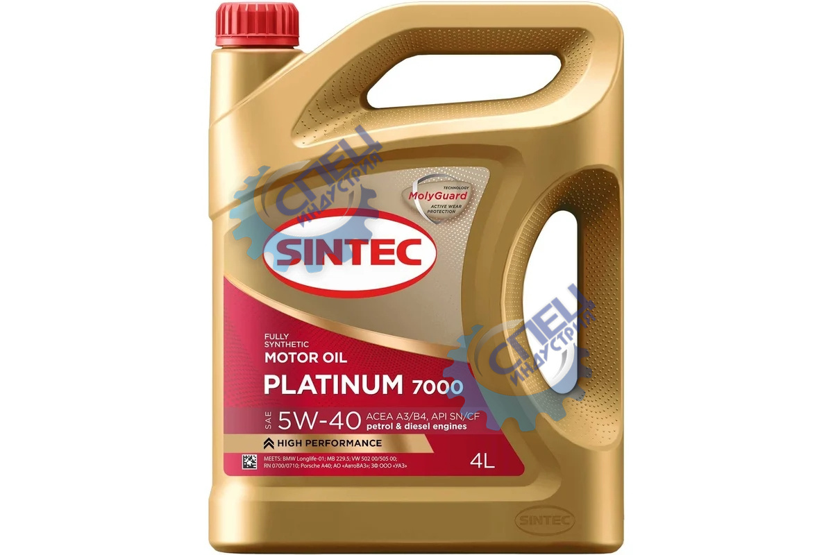 А/масло SINTEC Платинум 7000 5W40  API SN/CF ACEA A3/B4 4л 