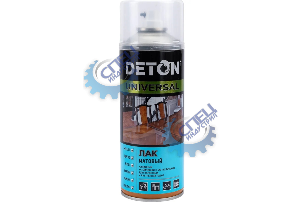 Лак матовый алкид  DETON UNIVERSAL (аэр) 520 мл атмосферостойкий