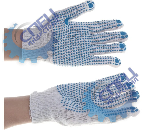 Перчатки х/б с ПВХ Люкс Серые XXL 7класс 6 нитей