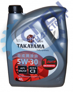 А/масло TAKAYAMA (ПЛАСТИК) 5w30 син 4л API SN/CF C3 акция 1л бесплатно