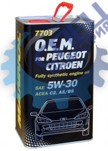 А/масло Mannol 5W30 7703  O.E.М. for Peugeot Citroen 1л металл