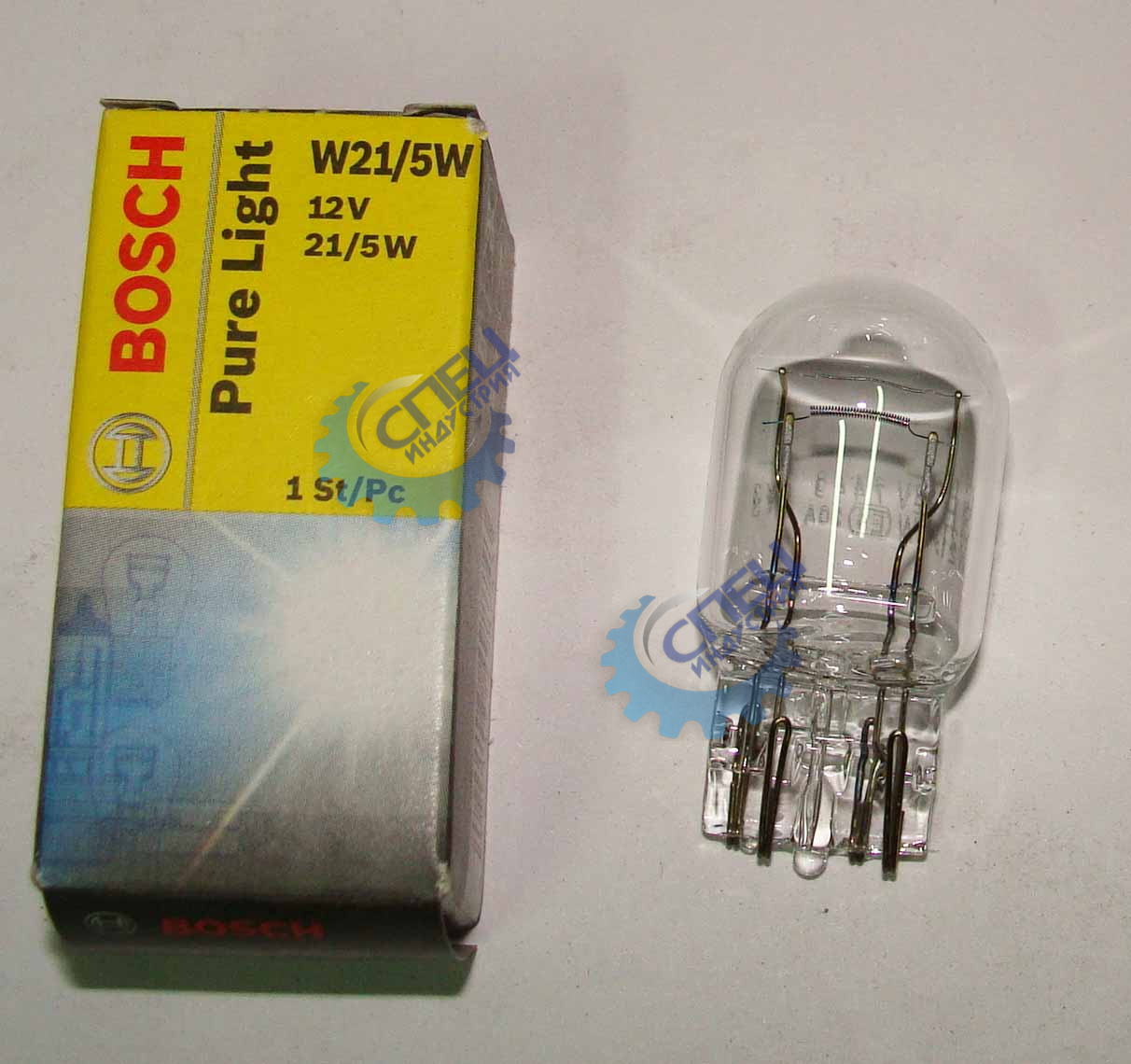 Лампа 12V21/5W (BOSCH) (б/ц)  (стоп+габариты)  (Германия) (2-х контакт ход огни КАЛИНА ГРАНТА)