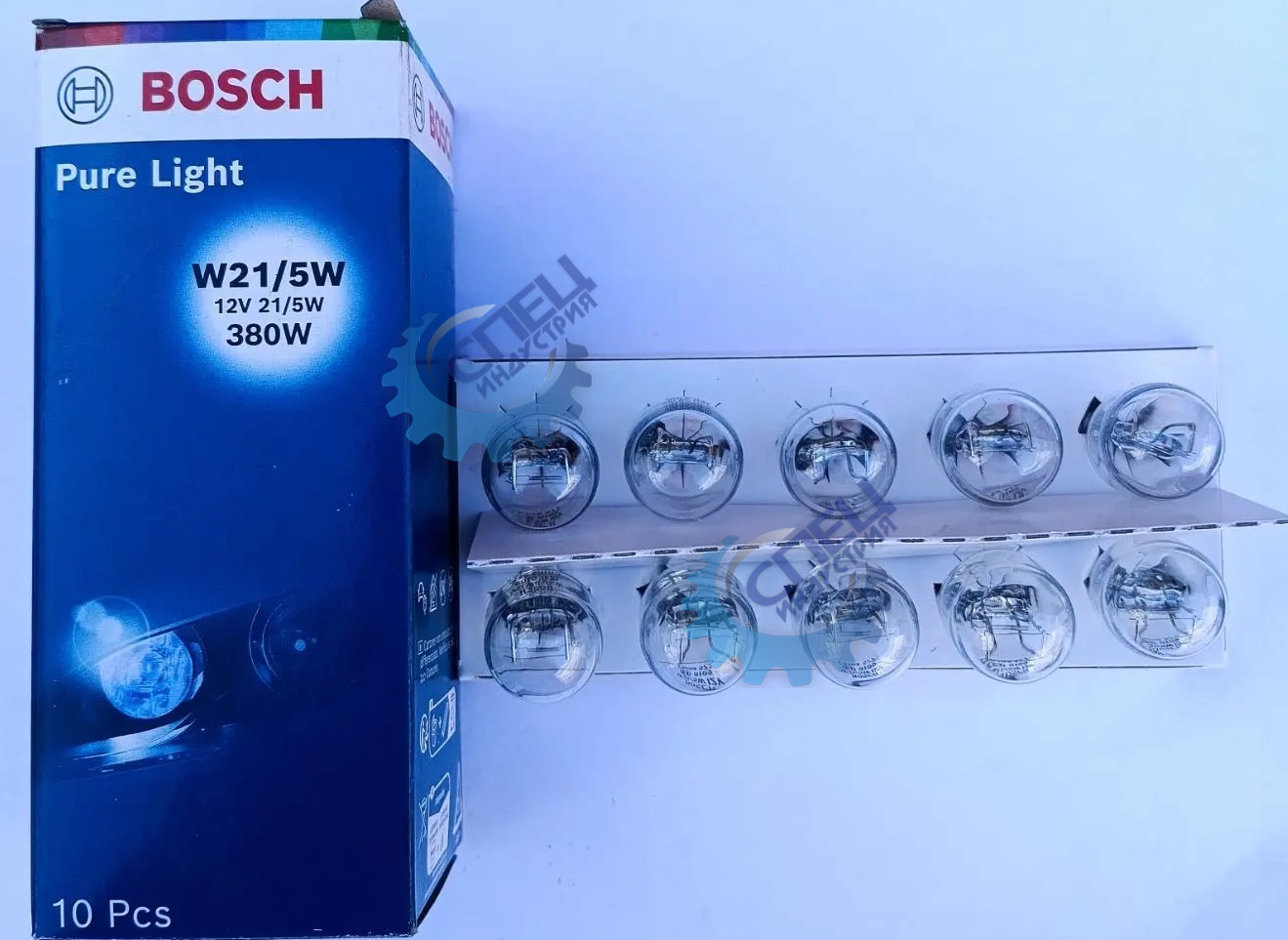 Лампа 12V21/5W (BOSCH) (б/ц)  (стоп+габариты)  (Германия) (2-х контакт ход огни КАЛИНА ГРАНТА)