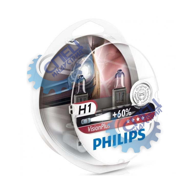 Лампа H1 галог 12V55W+60% (PHILIPS) VisionPlus к-т2шт 12258 VPS2