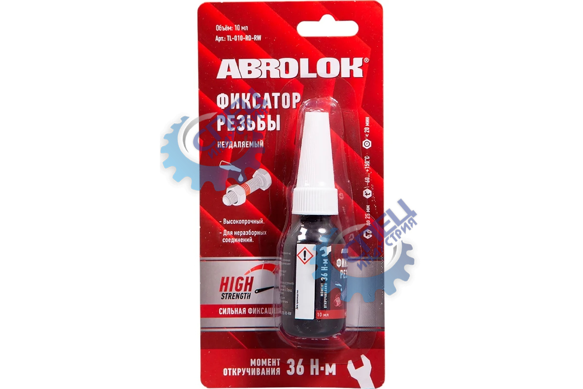 Фиксатор резьбы неразъемный 10 мл (ABRO) TL-010-RD-RW красный высокопрочный 