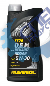 А/масло Mannol 5W30 7706  O.E.М. for Renault Nissan 1л