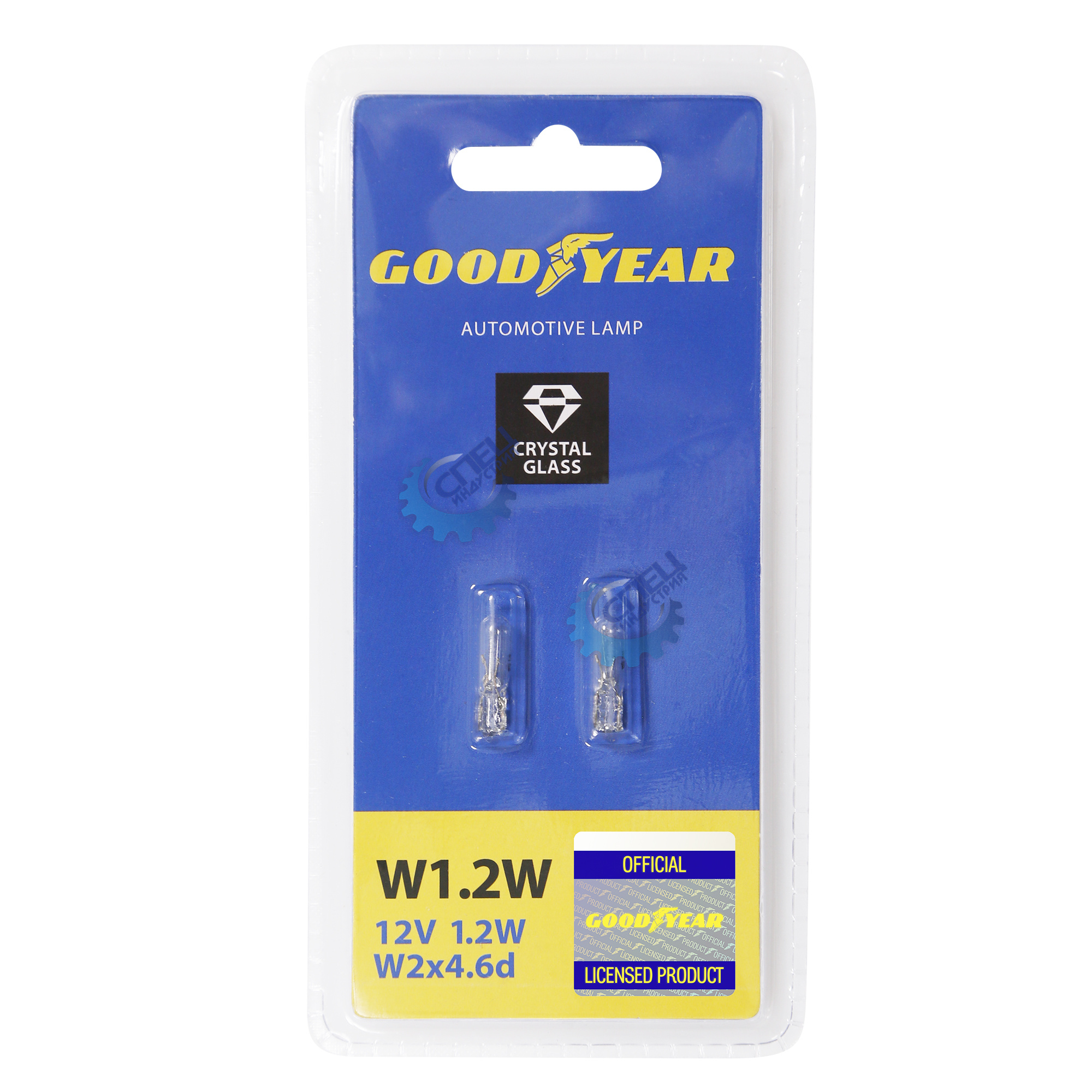 Лампа 12V1.2W  1.2W (Goodyear) (б/ц)  W2x4.6d (блистер: к-т 2шт.) GY015202