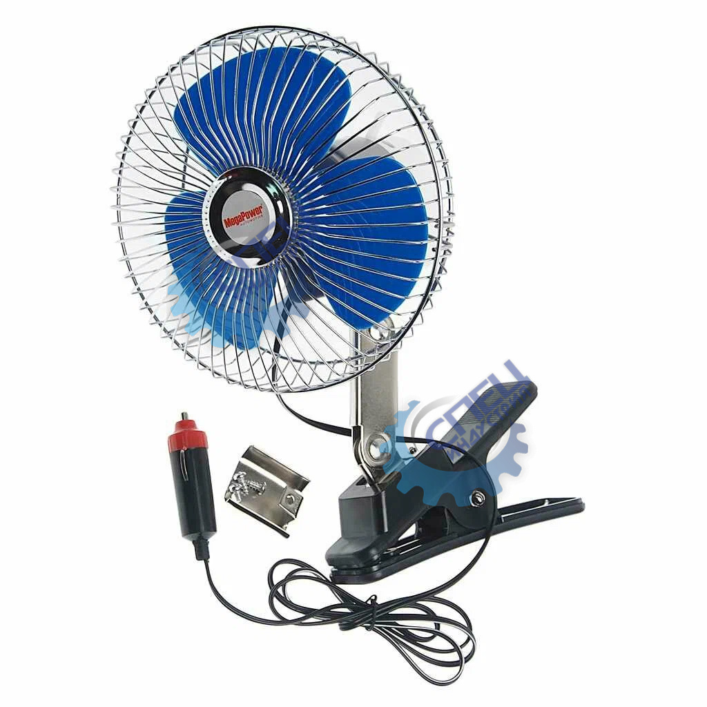 Вентилятор в салон на прищепке  24V 6" 16см (MEGAPOWER) (с решеткой металл) m502c24